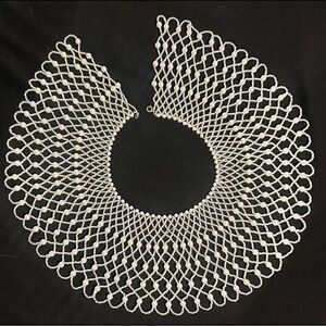 Vintage Hand-Beaded Pearl Lattice Collar, Timeless Mid-Century Fashion Accessory